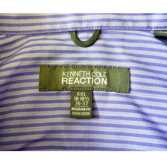 Kenneth Cole Reaction Purple Striped Button-Down Mens Size XXL - Picture 4 of 7